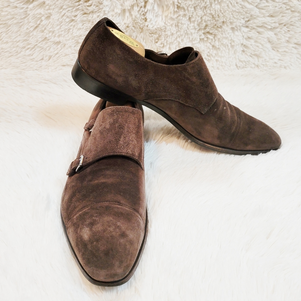 Prada Suede Double Monk Strap Loafers